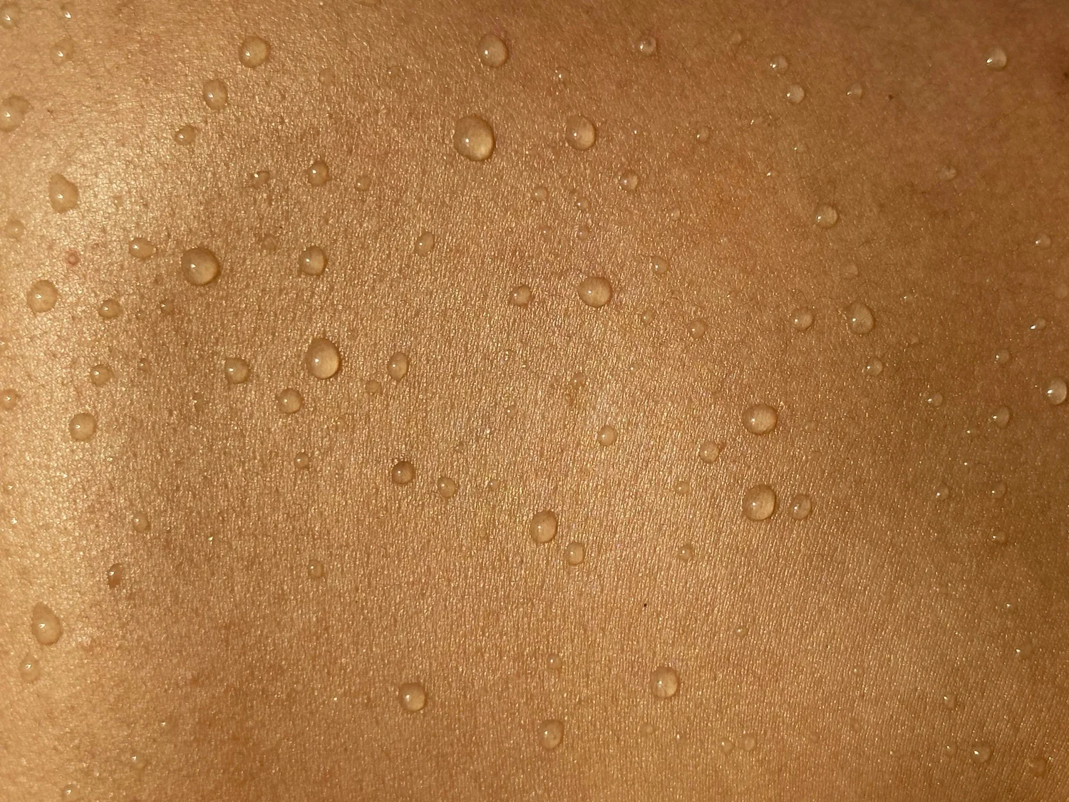 Water droplets on skin